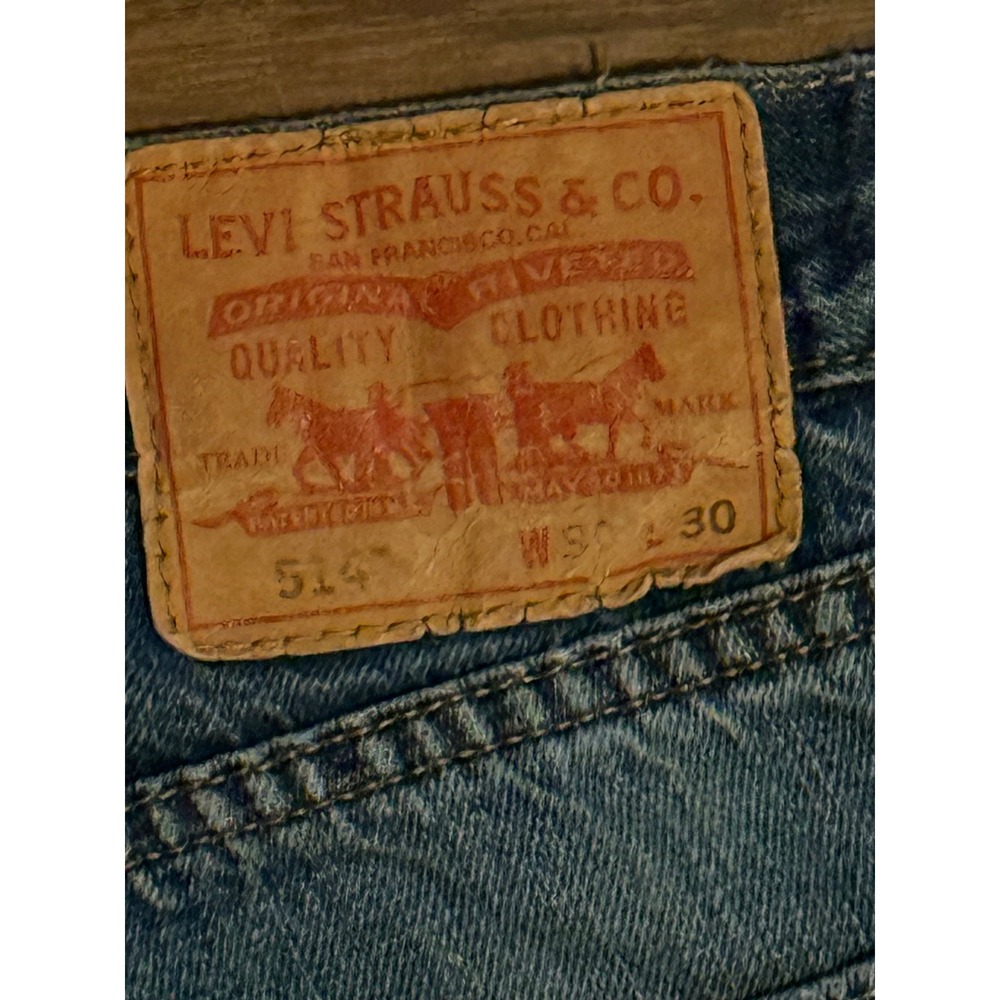 Levis 514 Straight Fit Mens Jeans Blue Denim Distressed 30/32x30 Grunge Workwear - Picture 7 of 8